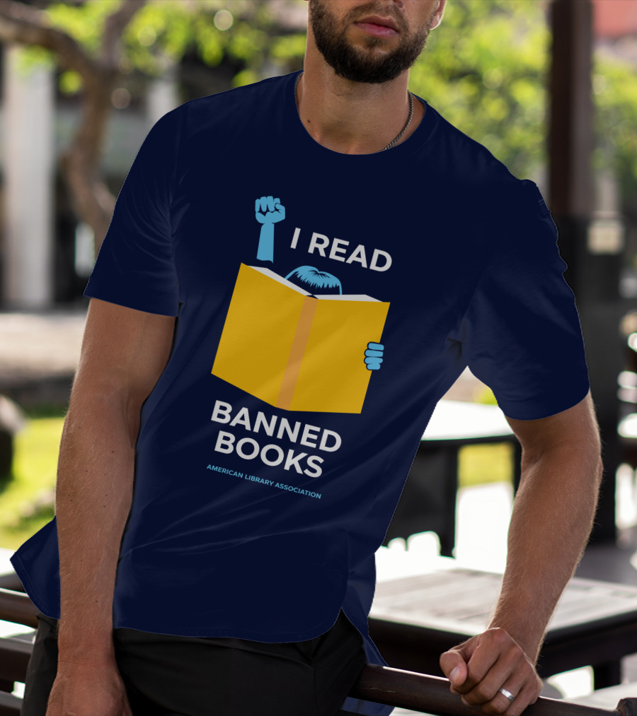 I Read Banned Books Yellow Book Fist American Library Association T-Shirt