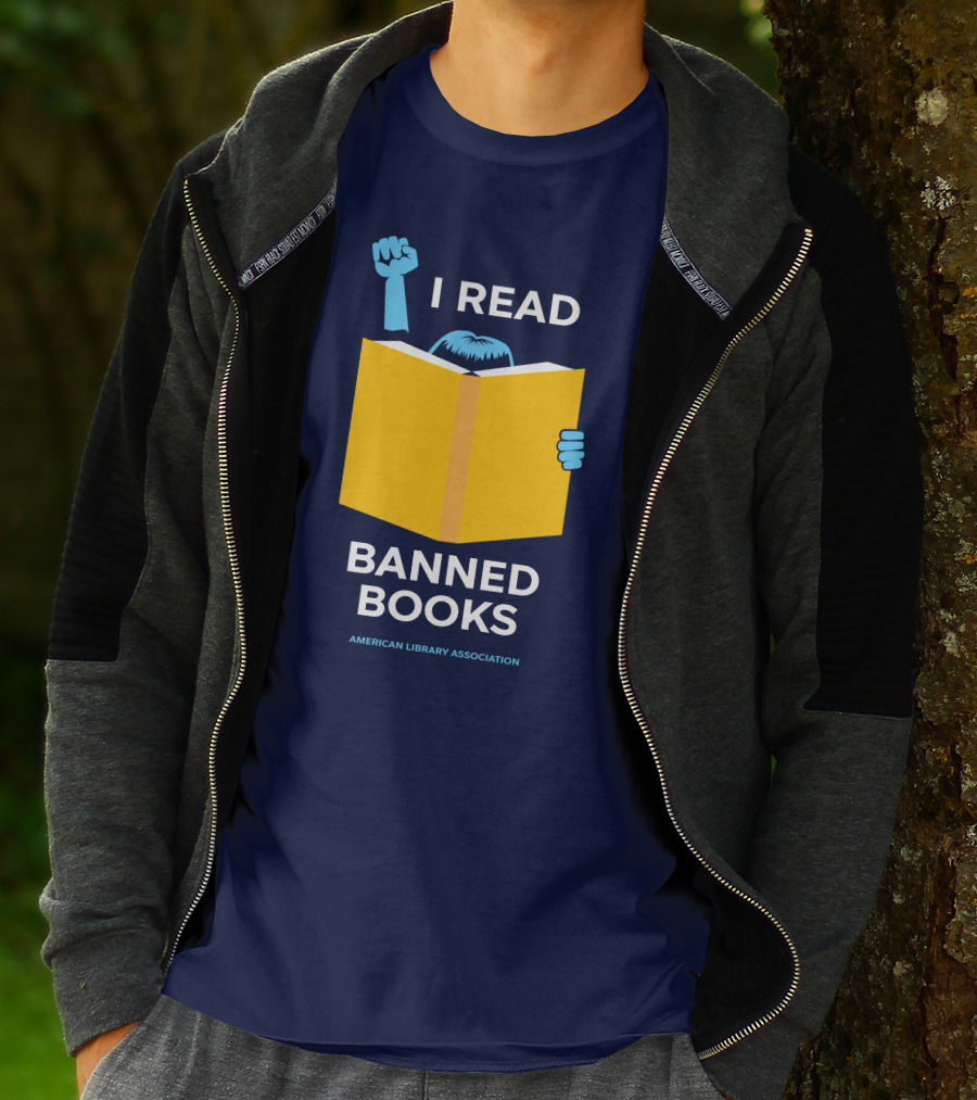 I Read Banned Books Yellow Book Fist American Library Association T-Shirt