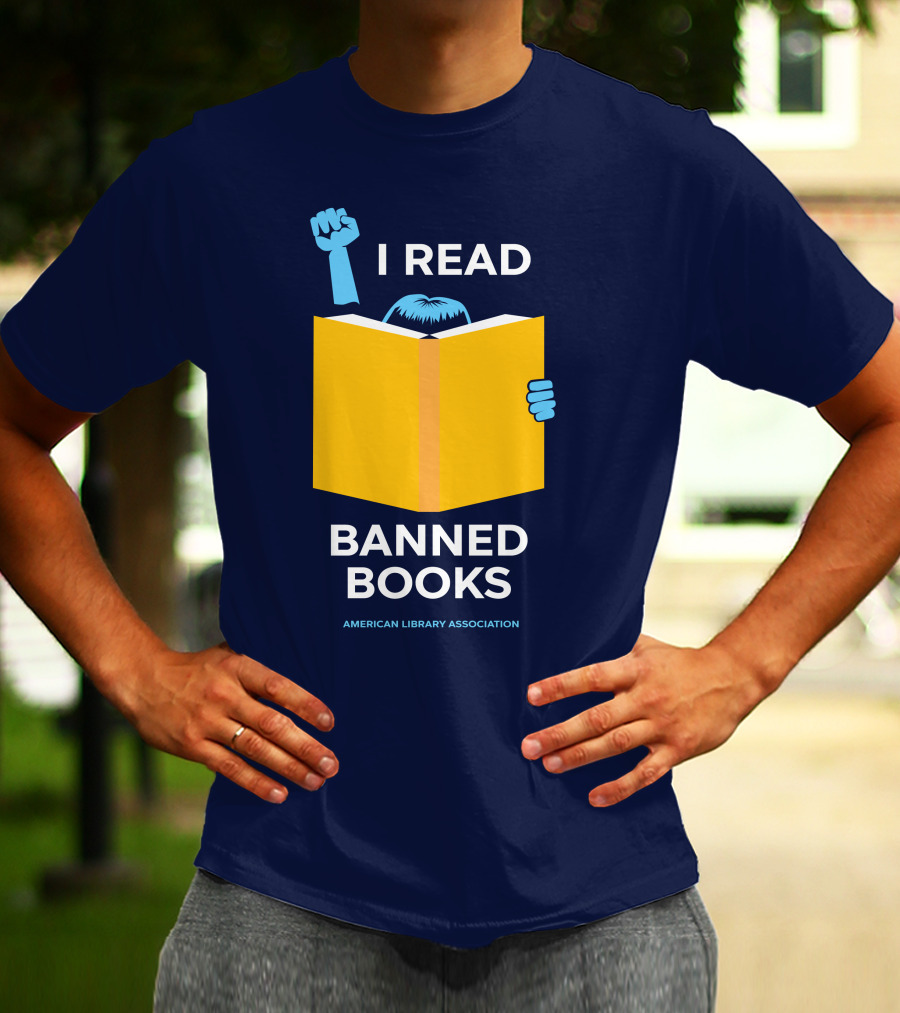 I Read Banned Books Yellow Book Fist American Library Association T-Shirt