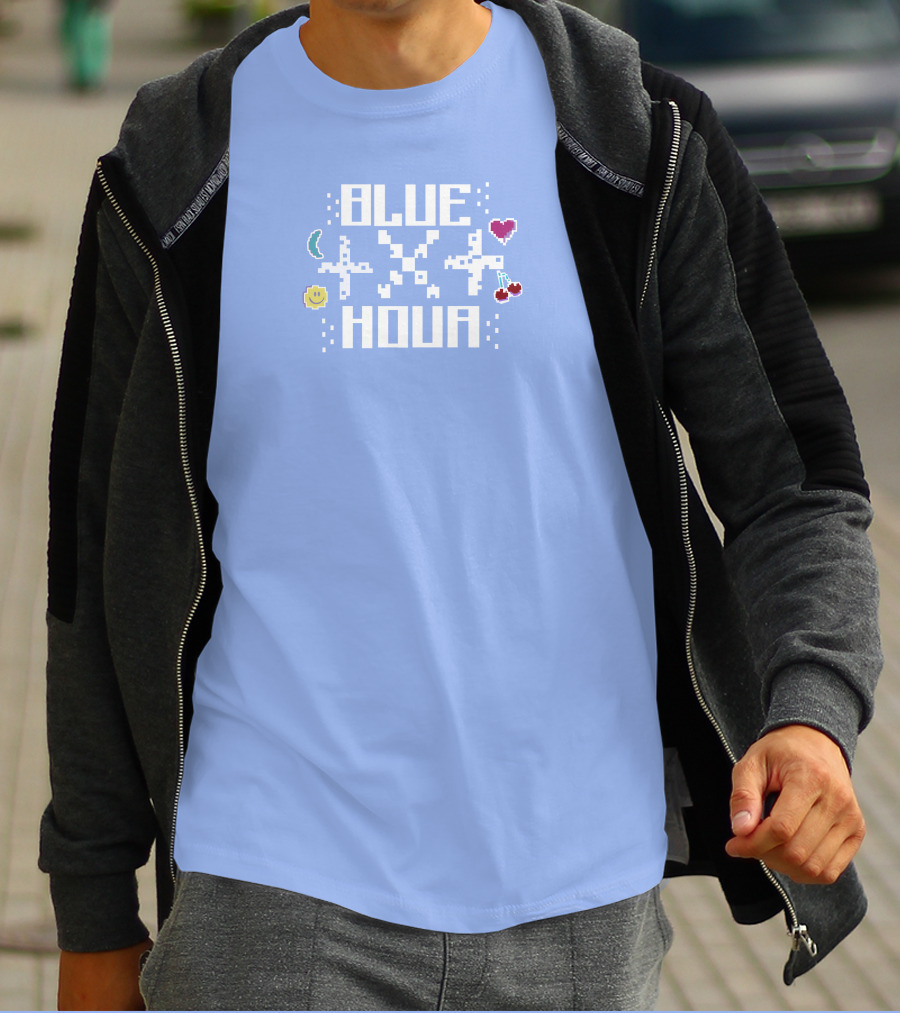 Liam Mcewan Blue Hour Pixel Art Design With Heart Moon Sun And Cherries T-Shirt