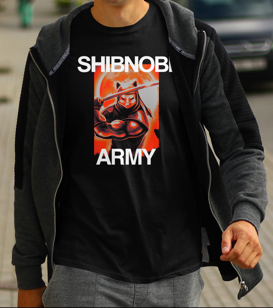 Shibnobi Army Shib Nobi Warrior Ninja Cat Moon T-Shirt