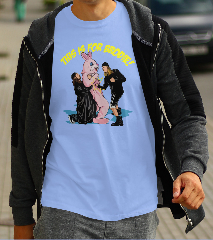 Kevin Smith This Is For Brodie Jay And Silent Bob Pink Bunny Drawing T-Shirt