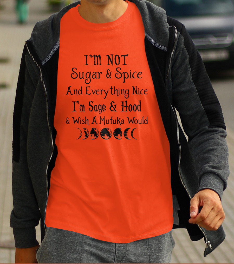 I'm Not Sugar And Spice And Everything Nice I'm Sage And Hood And Wish A Mufuka Would Moon Phases T-Shirt