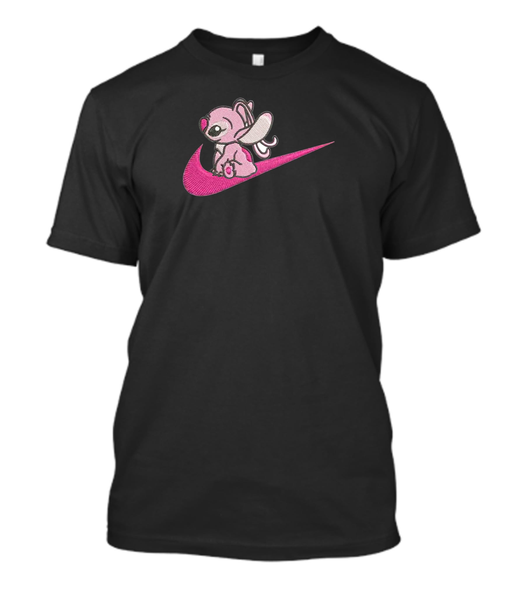 Stitch 2 Pink Sitting On Swoosh T-Shirt
