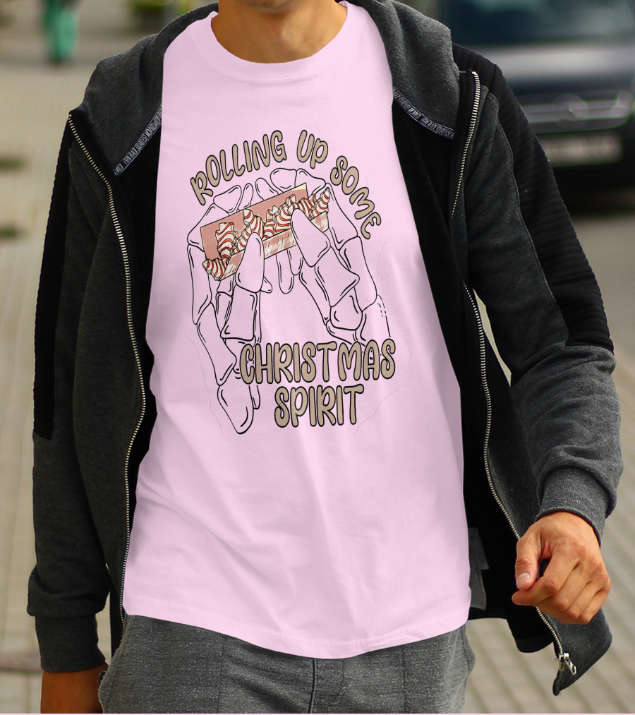 Rolling Up Some Christmas Spirit Skeleton Hands With Candy Cane Wrapper T-Shirt
