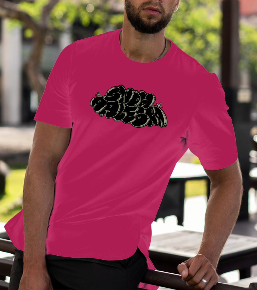 Snoh Aalegra Bold Bubble Lettering On Bright Pink Background T-Shirt