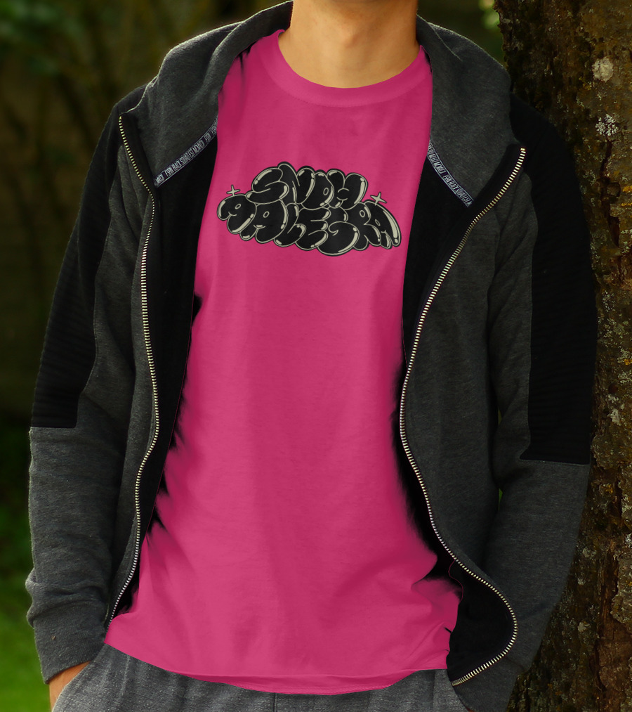 Snoh Aalegra Bold Bubble Lettering On Bright Pink Background T-Shirt