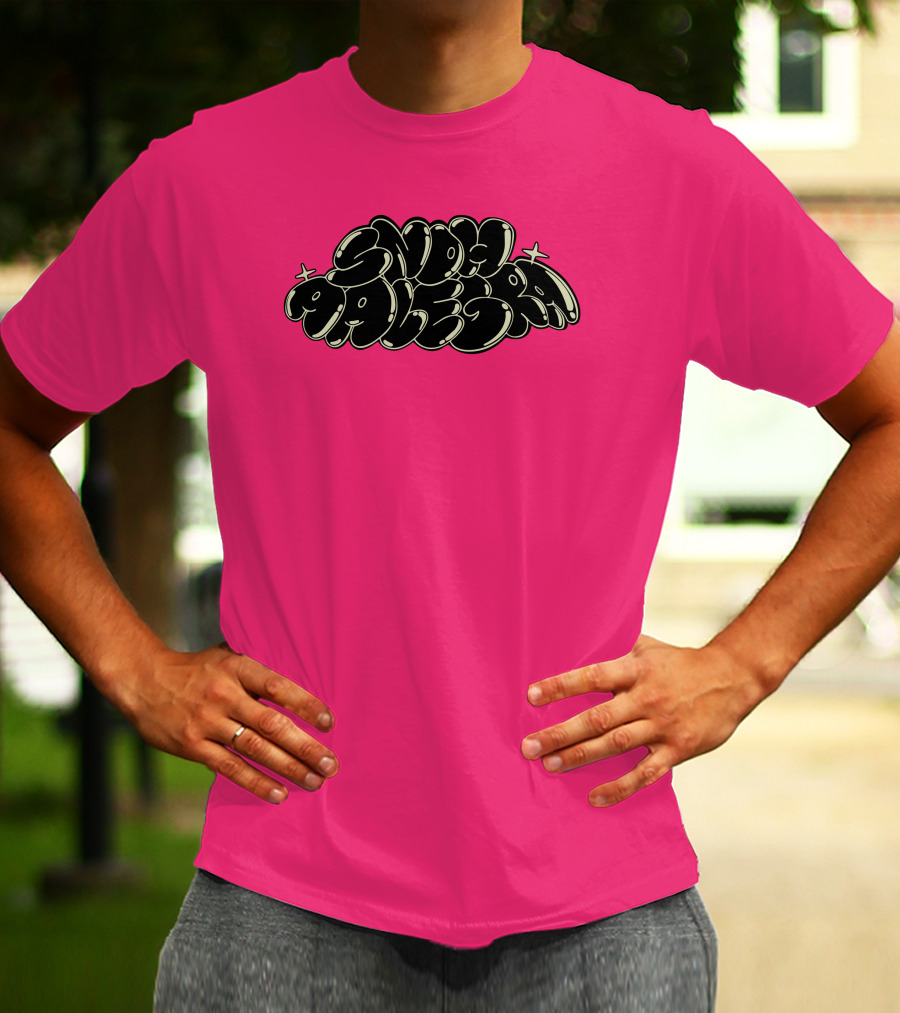 Snoh Aalegra Bold Bubble Lettering On Bright Pink Background T-Shirt