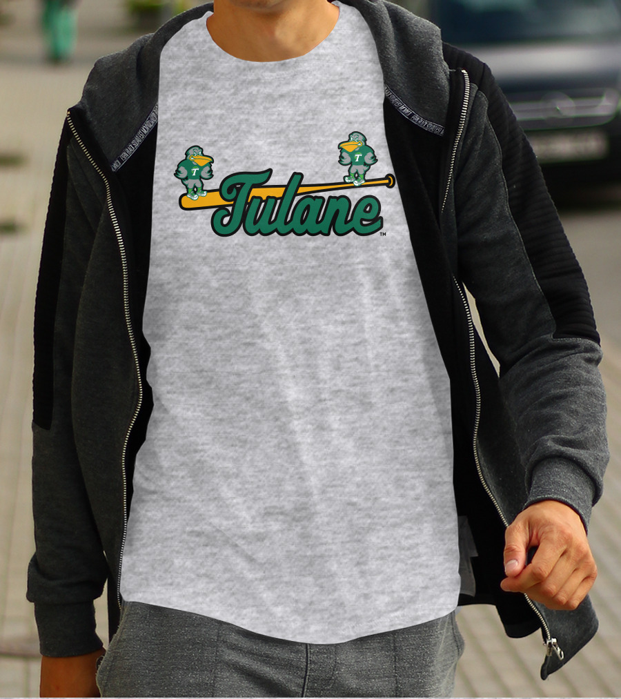 Tulane Green Wave Baseball Bat Birds T-Shirt