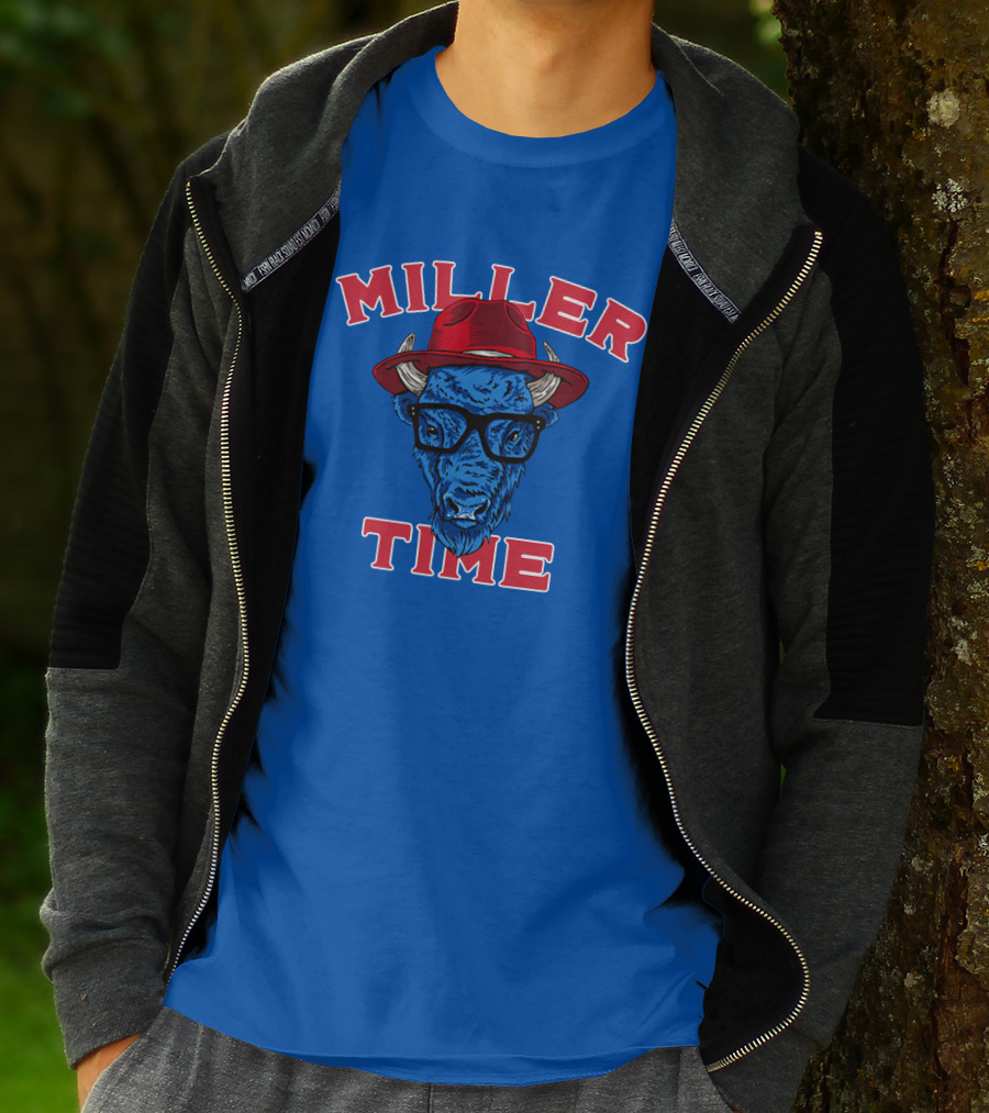 Miller Time Buffalo Red Hat Glasses Blue Buffalo T-Shirt