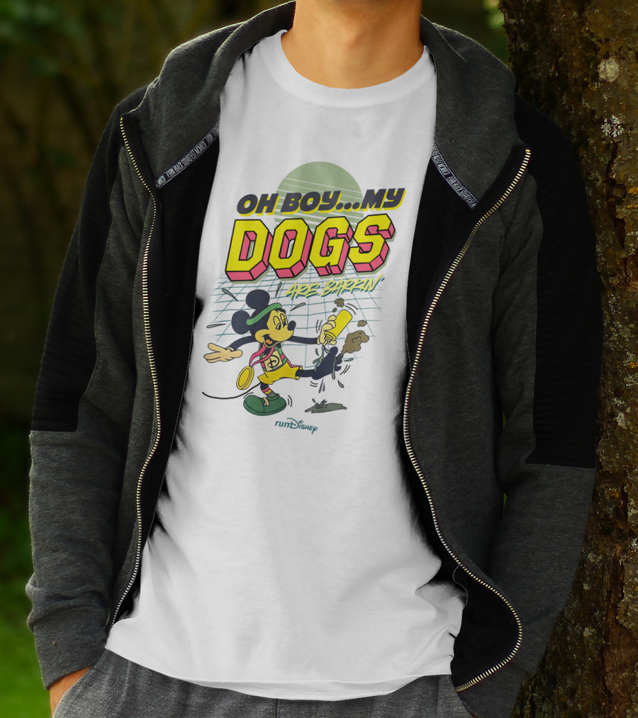 Oh Boy My Dogs Are Barkin RunDisney Mickey Mouse Retro 80s T-Shirt