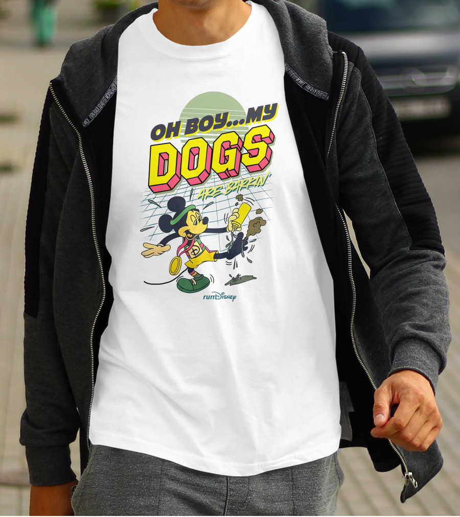 Oh Boy My Dogs Are Barkin RunDisney Mickey Mouse Retro 80s T-Shirt