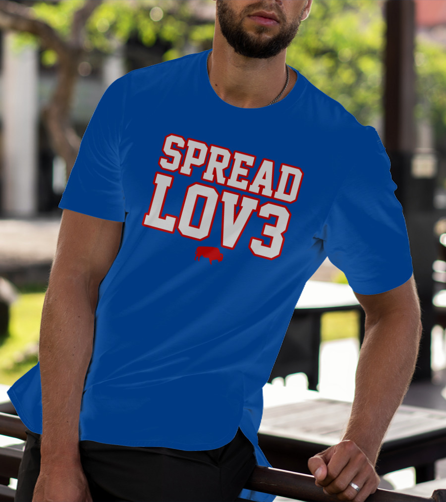 Spread Lov3 Buffalo Red Outline With Buffalo T-Shirt