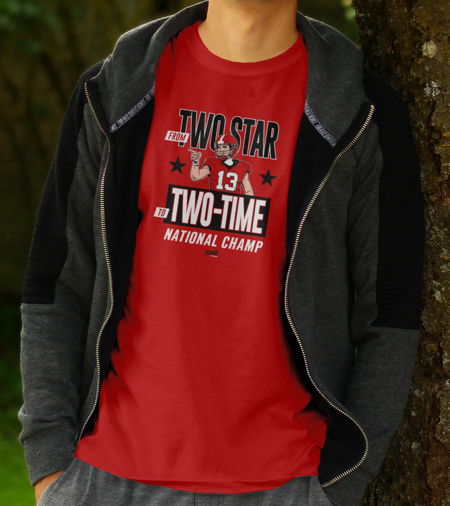 From Two Star To Two-Time National Champ Football Player Number 13 T-Shirt