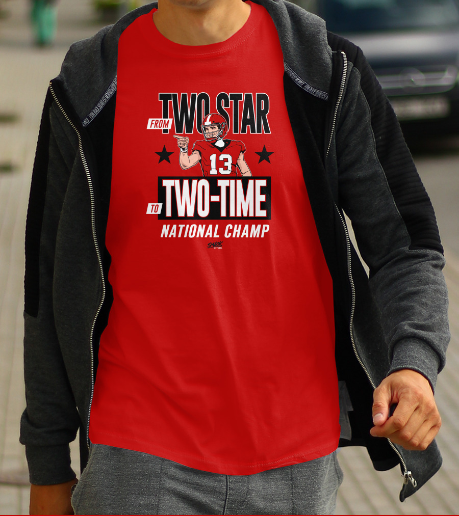 From Two Star To Two-Time National Champ Football Player Number 13 T-Shirt