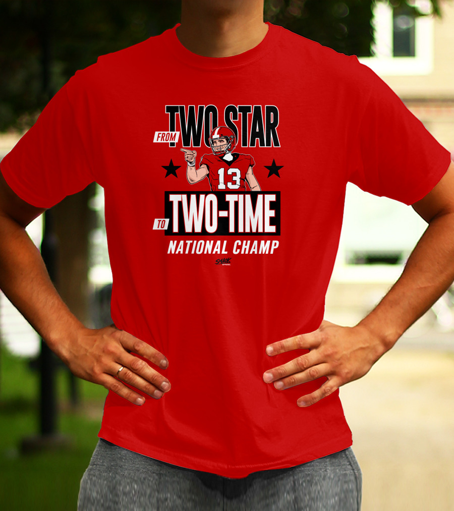 From Two Star To Two-Time National Champ Football Player Number 13 T-Shirt