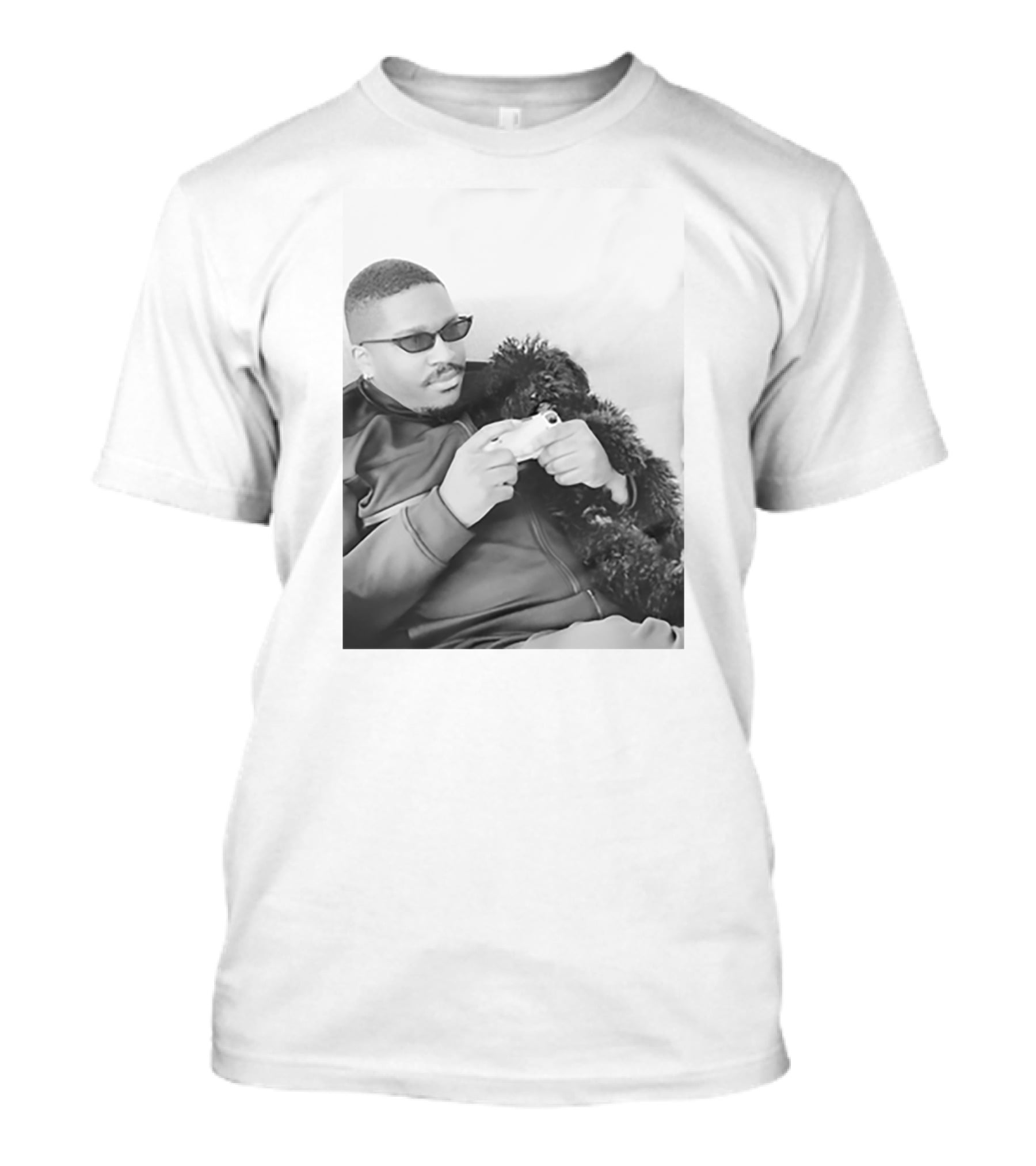 Father's Tiny Shades Relaxing With Pet On Couch T-Shirt
