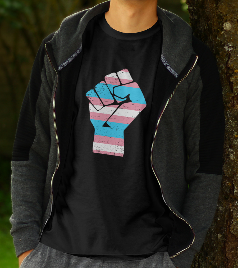 Jamie Lee Curtis Protect Trans Kids Hand Fist Transgender Pride Raised Fist T-Shirt
