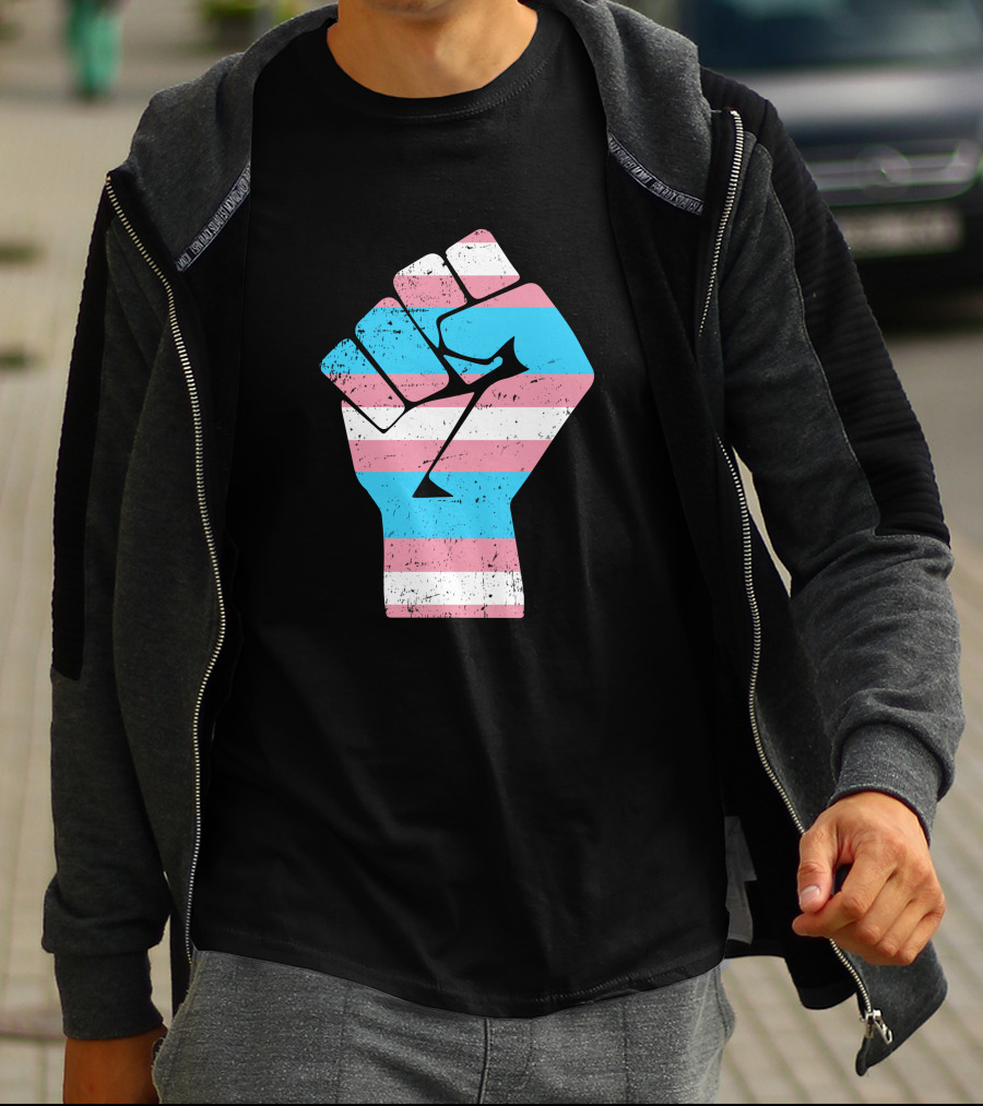 Jamie Lee Curtis Protect Trans Kids Hand Fist Transgender Pride Raised Fist T-Shirt