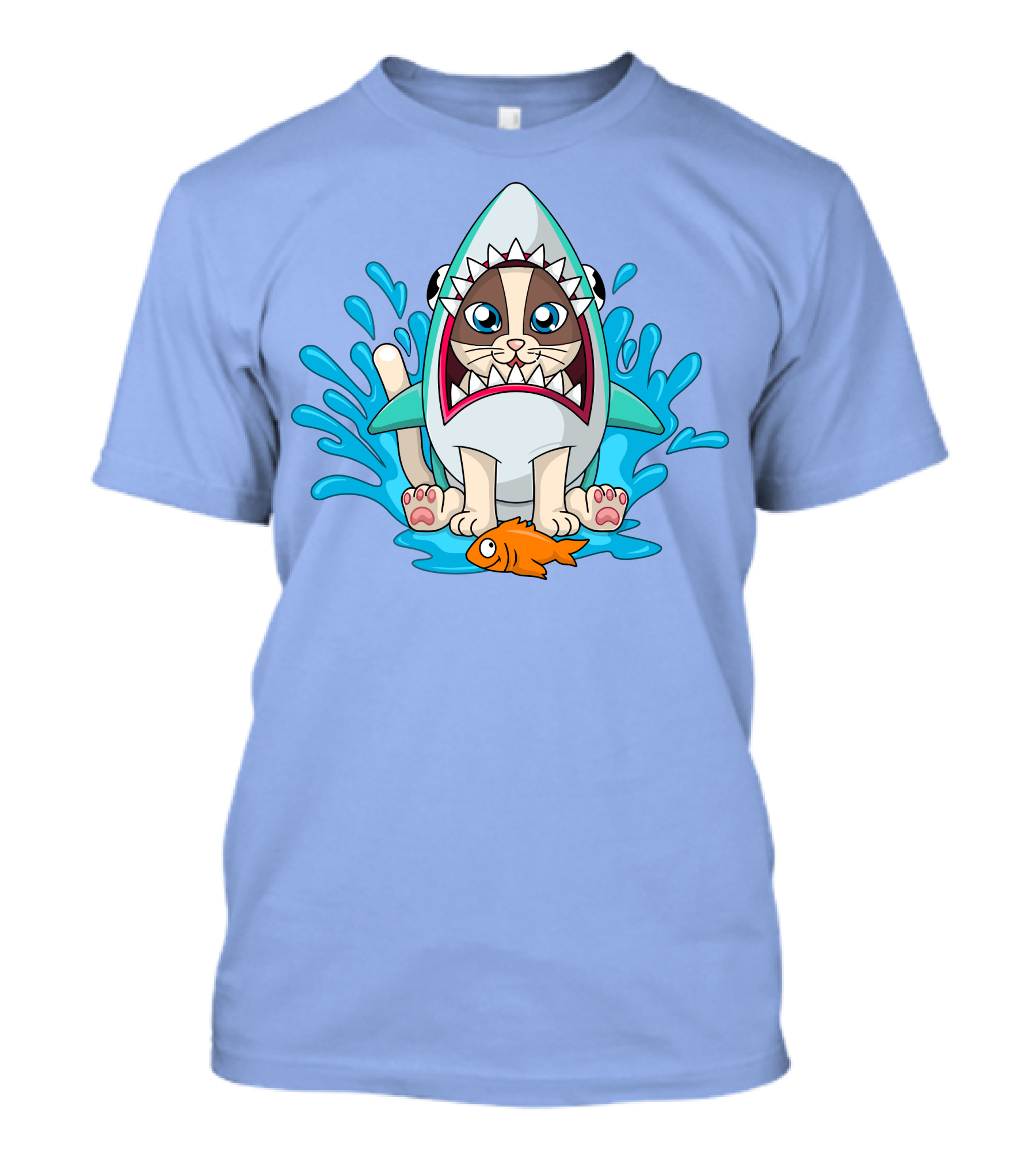Inquisitormaster Merch Cute Cat Shark Splash Fish T-Shirt