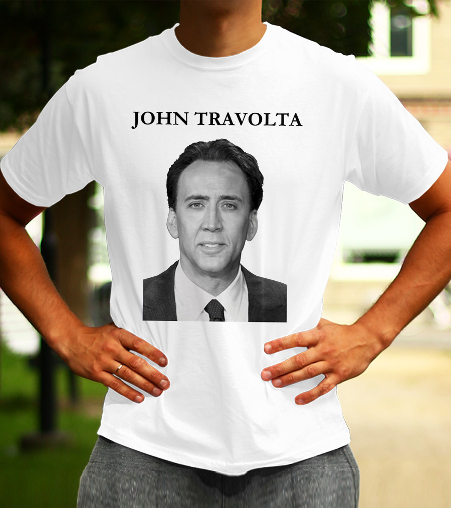 John Travolta Nicolas Cage Face Swap T-Shirt