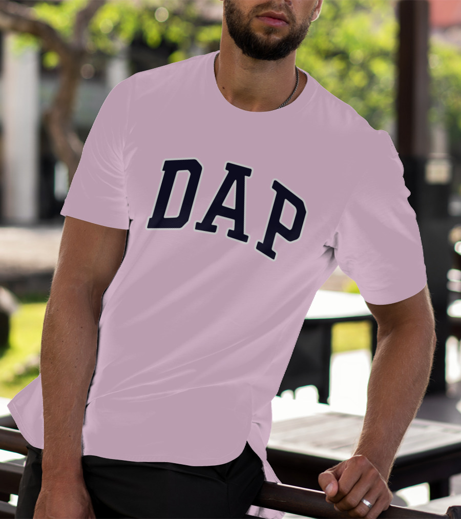 Dap College Style Athletic Lettering Pink Background T-Shirt