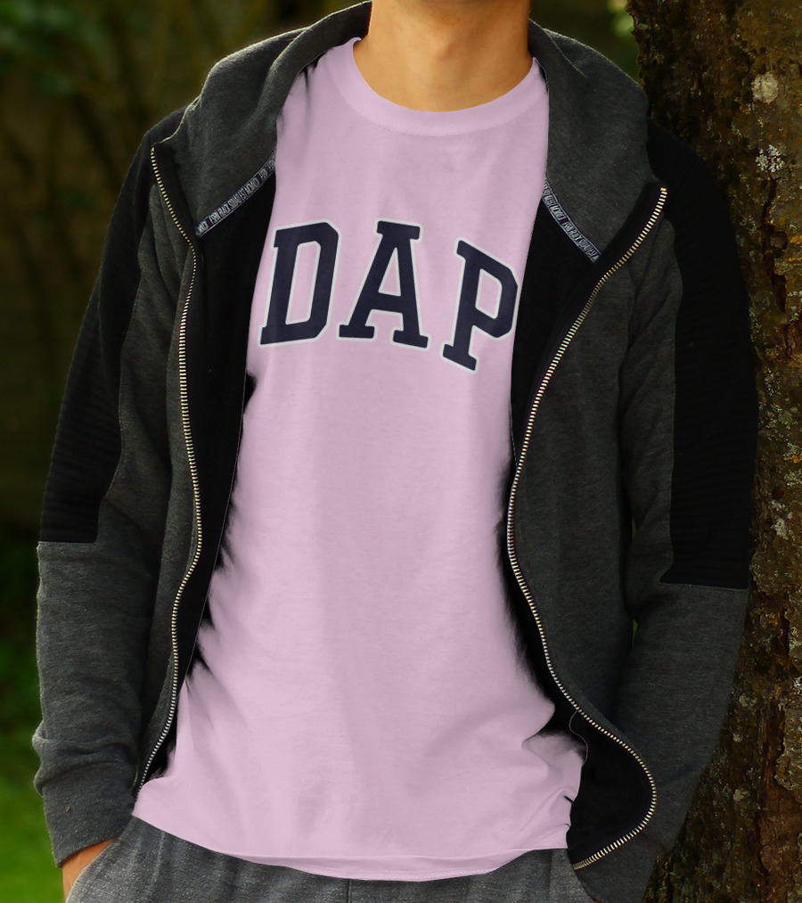 Dap College Style Athletic Lettering Pink Background T-Shirt