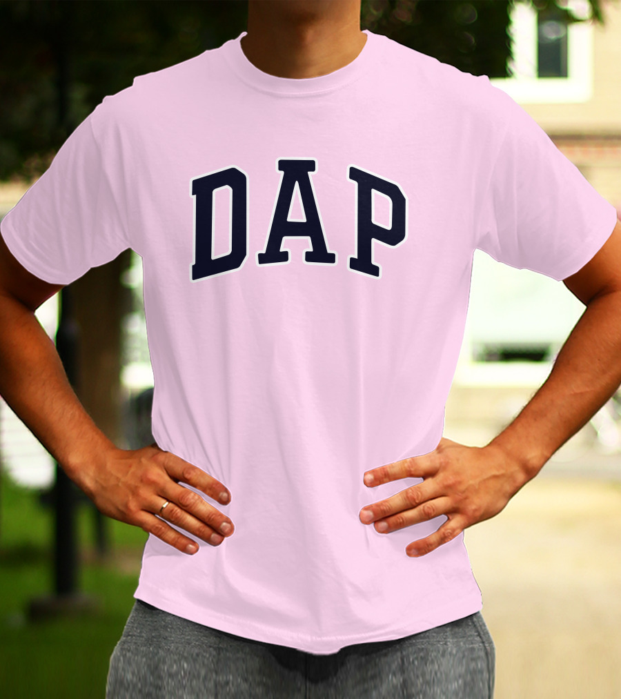 Dap College Style Athletic Lettering Pink Background T-Shirt