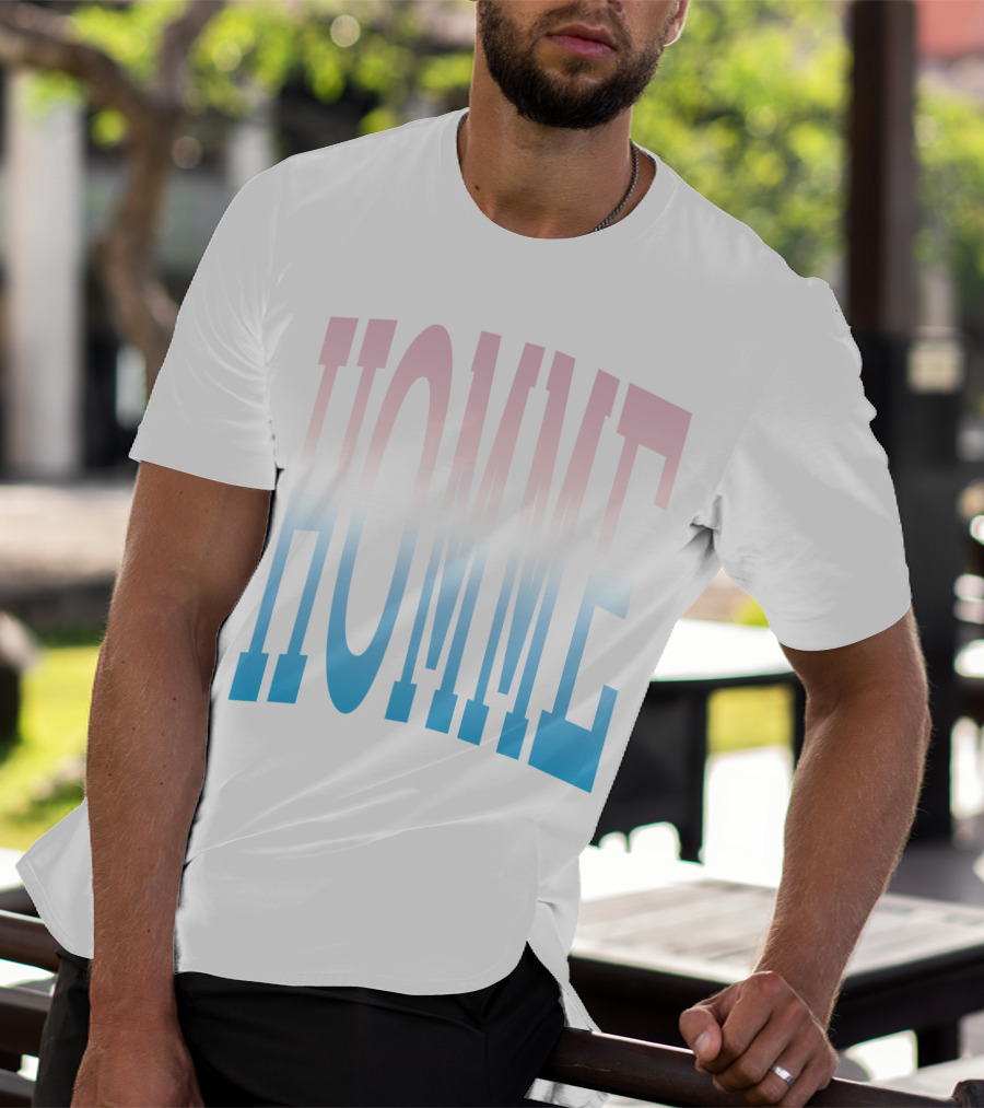 Homme Femme Pink Blue Gradient Text T-Shirt