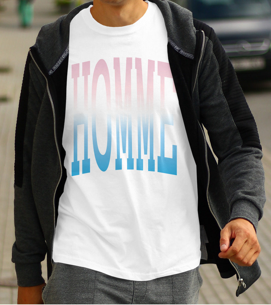 Homme Femme Pink Blue Gradient Text T-Shirt