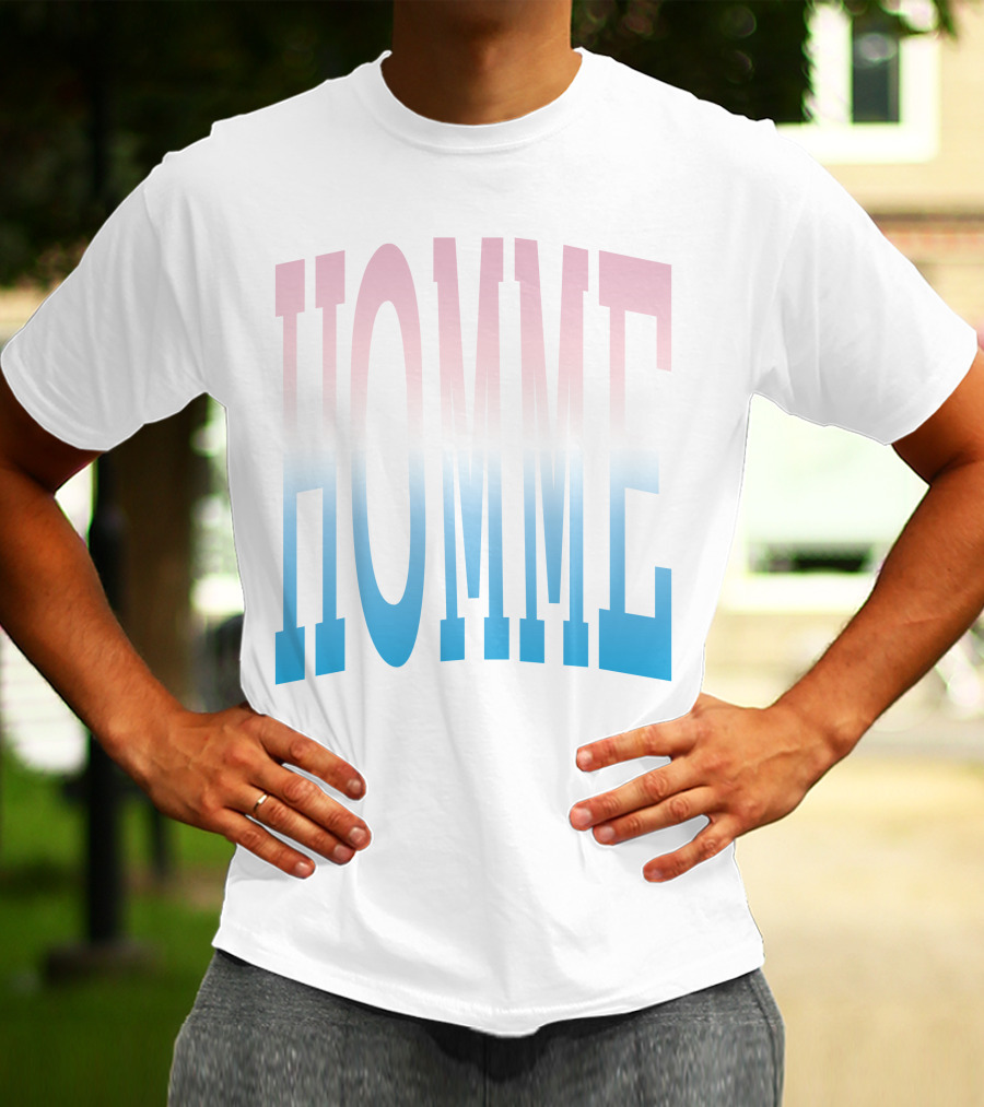 Homme Femme Pink Blue Gradient Text T-Shirt