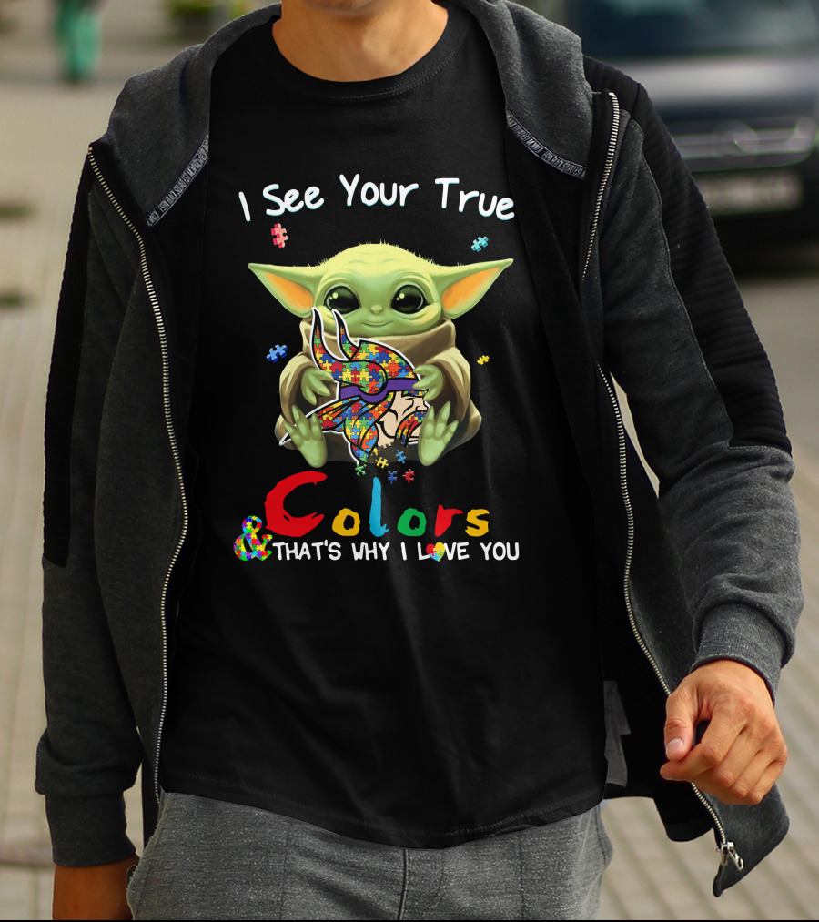 I See Your True Colors Minnesota Vikings Yoda T-Shirt