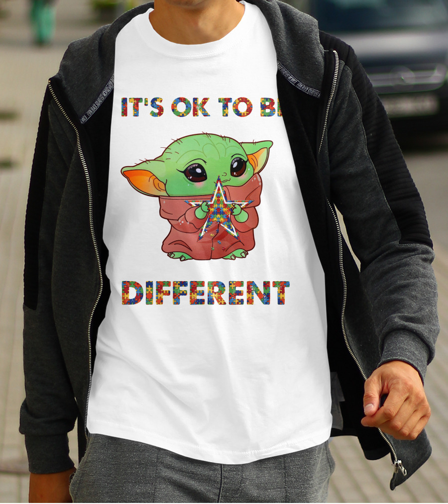 It's Ok To Be Different Dallas Cowboys Baby Yoda Star T-Shirt