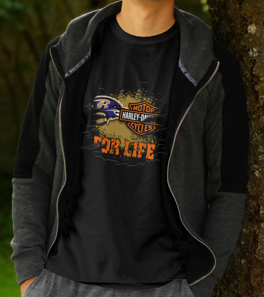 Baltimore Ravens Harley Davidson For Life T-Shirt