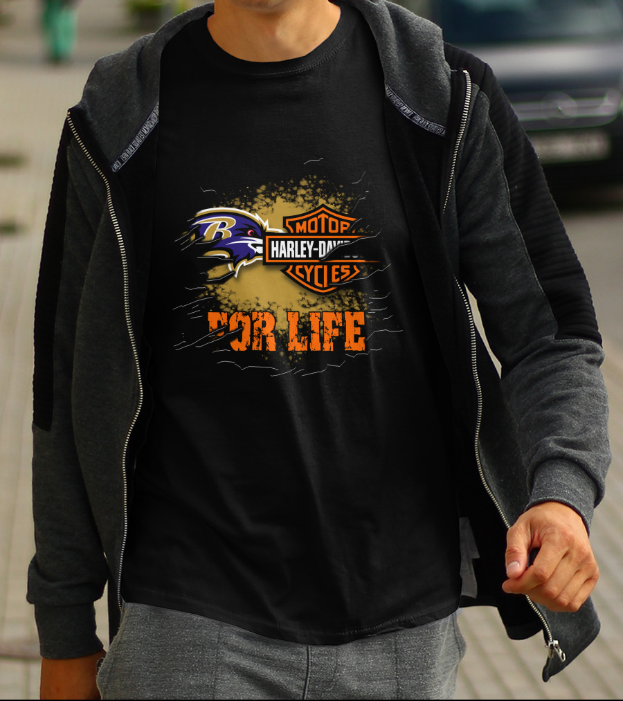 Baltimore Ravens Harley Davidson For Life T-Shirt