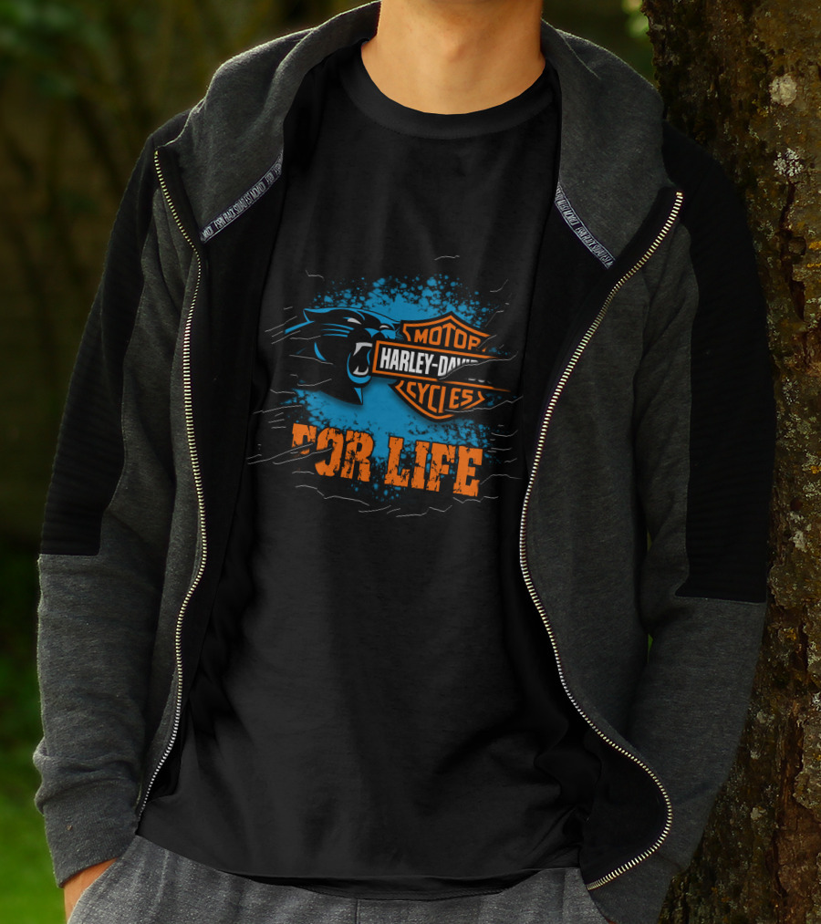 Carolina Panthers Harley Davidson Motorcycles For Life T-Shirt