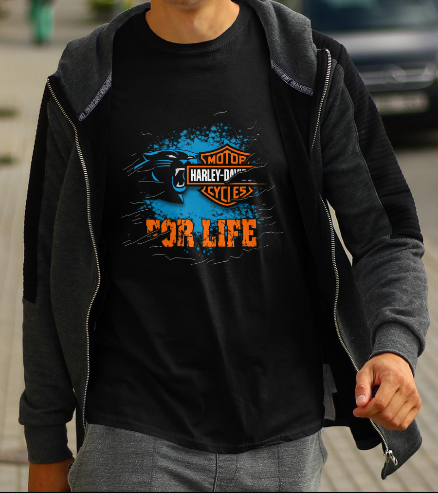 Carolina Panthers Harley Davidson Motorcycles For Life T-Shirt