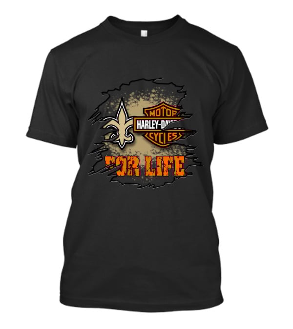 New Orleans Saints Harley Davidson Cycles For Life T-Shirt