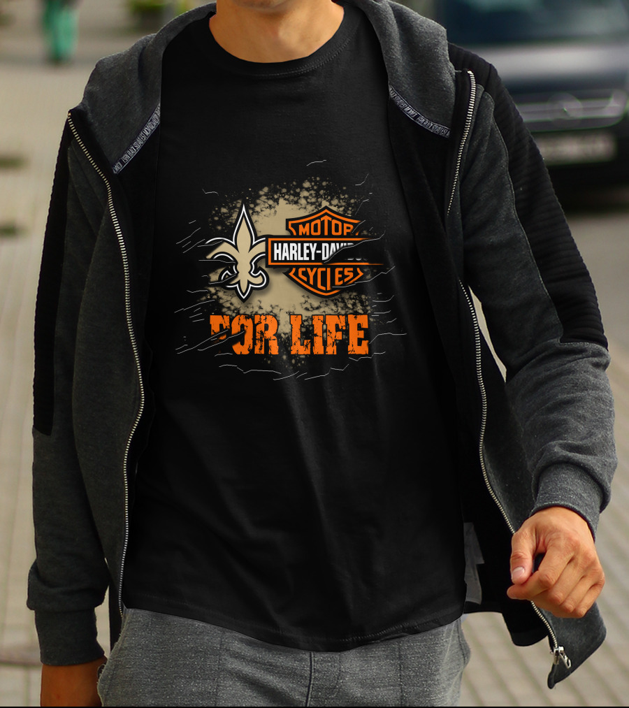 New Orleans Saints Harley Davidson Cycles For Life T-Shirt