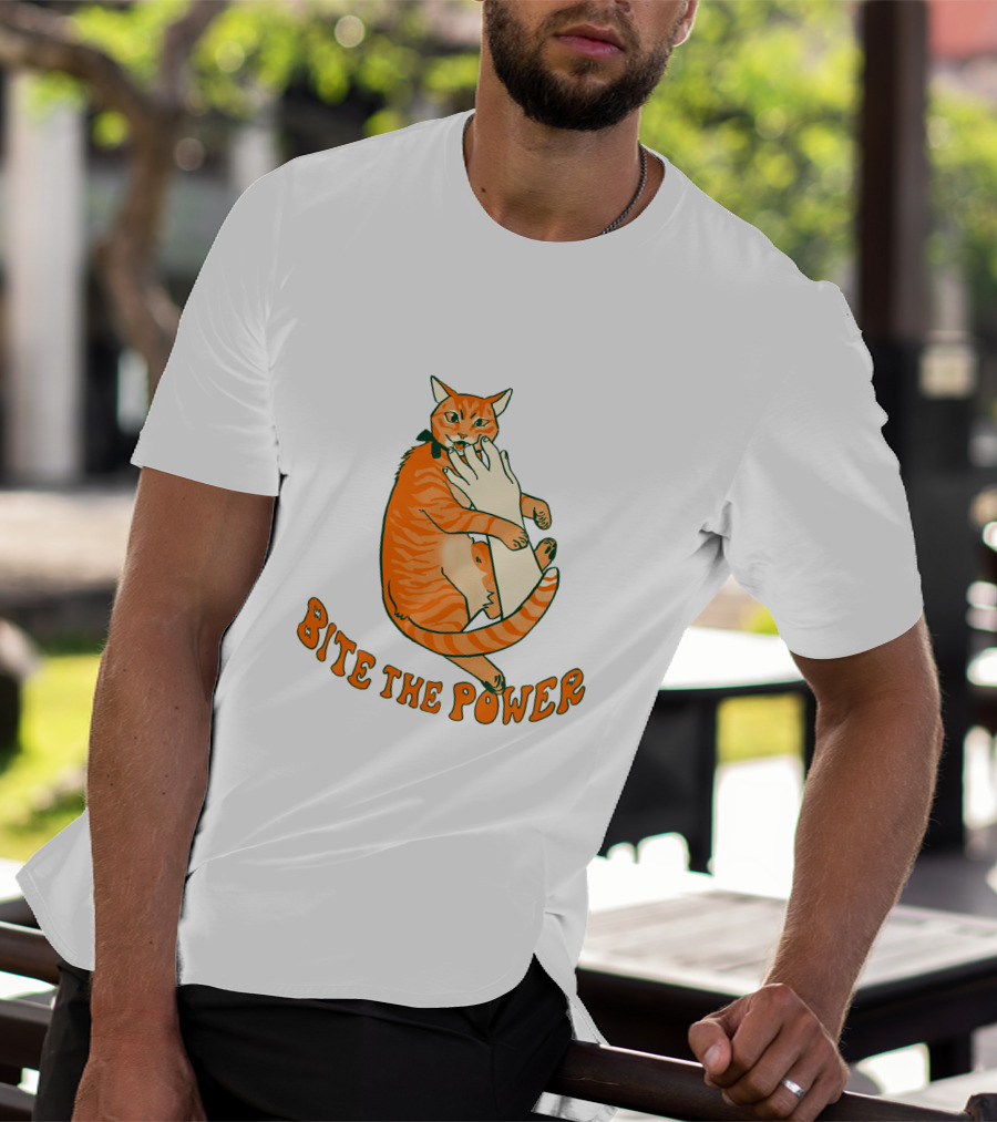 Bite The Power Goblin Criminal Kenny Cat Biting Hand T-Shirt