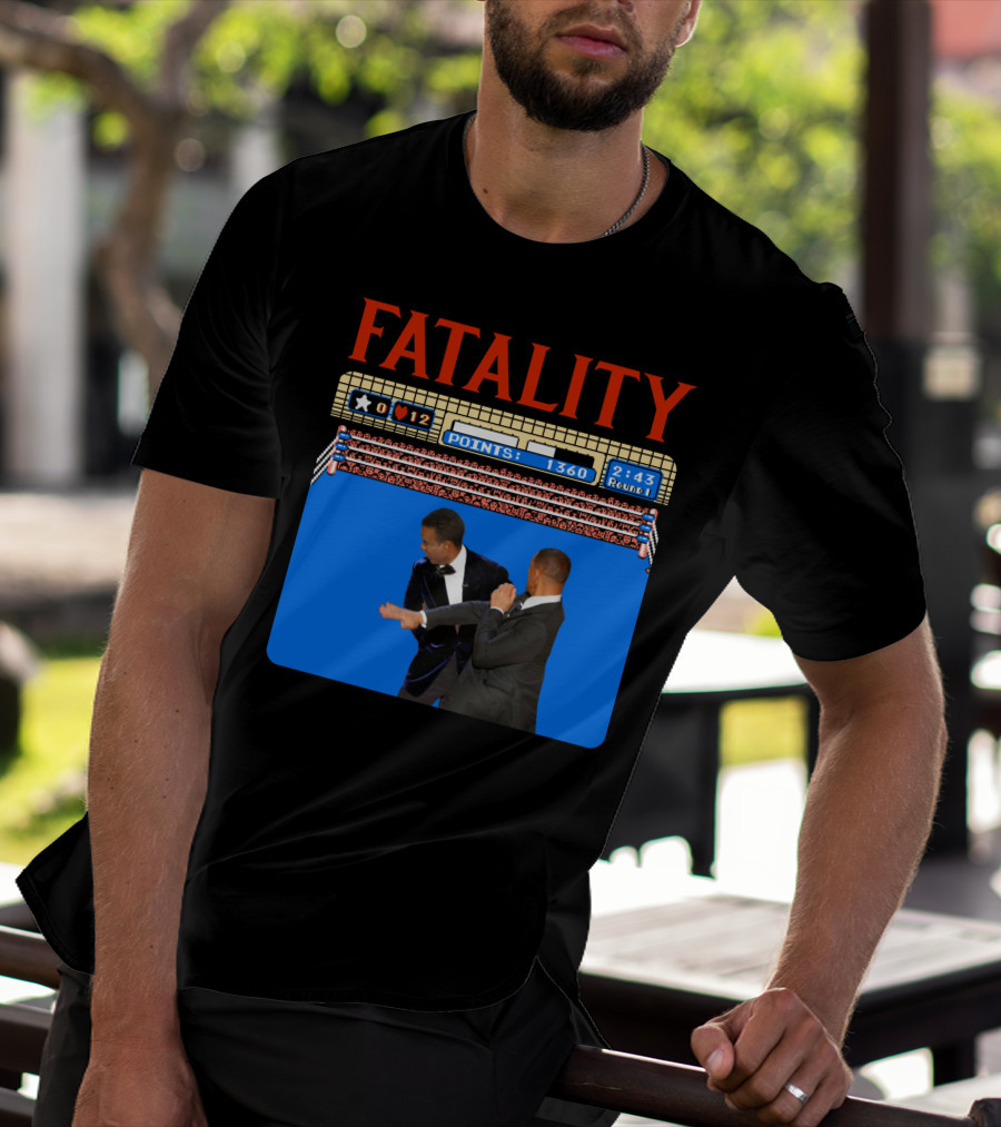 Fatality Will Smith Slaps Chris Rock Oscars Stage Video Game T-Shirt