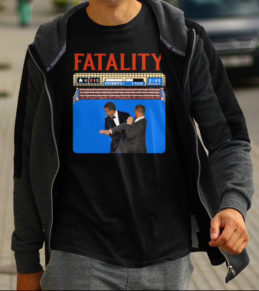 Fatality Will Smith Slaps Chris Rock Oscars Stage Video Game T-Shirt