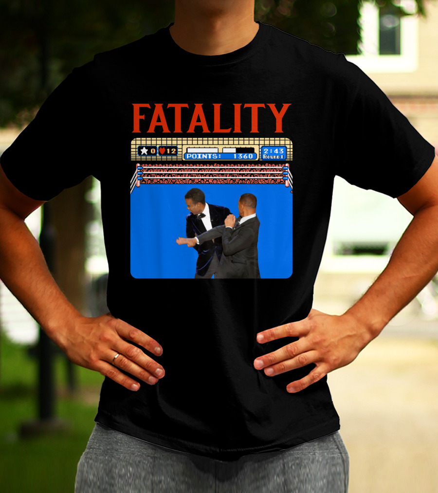 Fatality Will Smith Slaps Chris Rock Oscars Stage Video Game T-Shirt