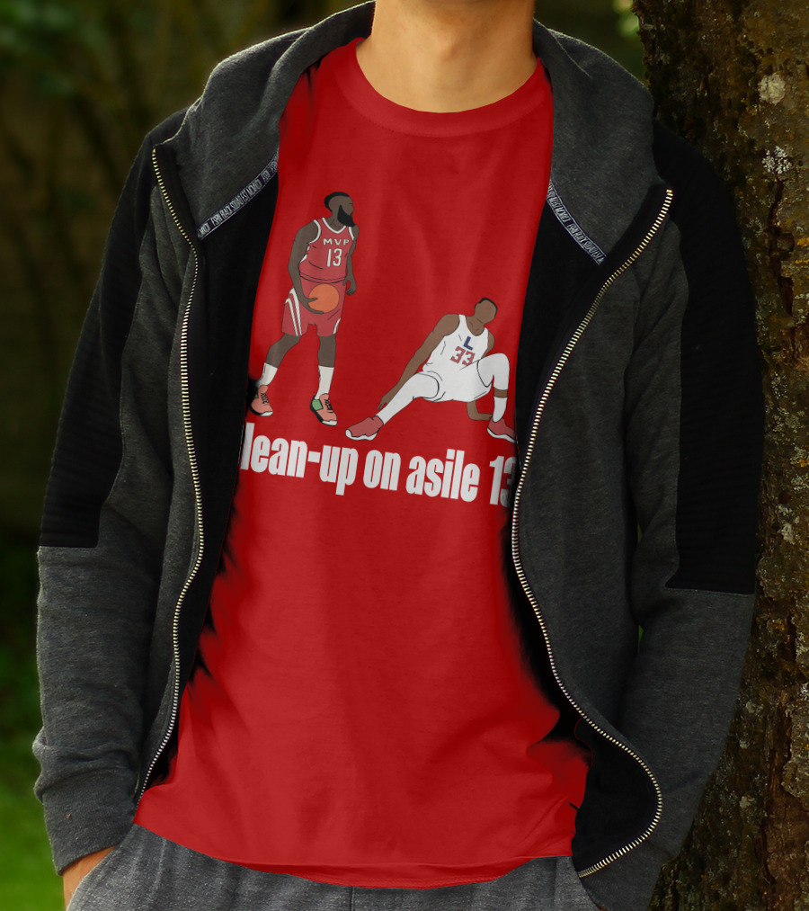 Clean-Up On Asile 13 MVP Number 13 Basketball Action Scene T-Shirt