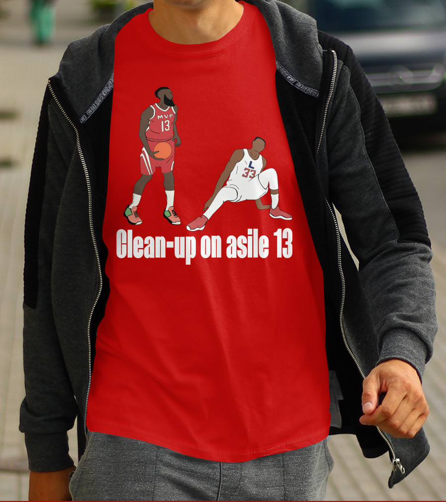 Clean-Up On Asile 13 MVP Number 13 Basketball Action Scene T-Shirt