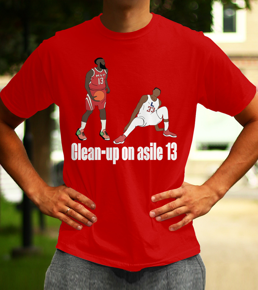 Clean-Up On Asile 13 MVP Number 13 Basketball Action Scene T-Shirt