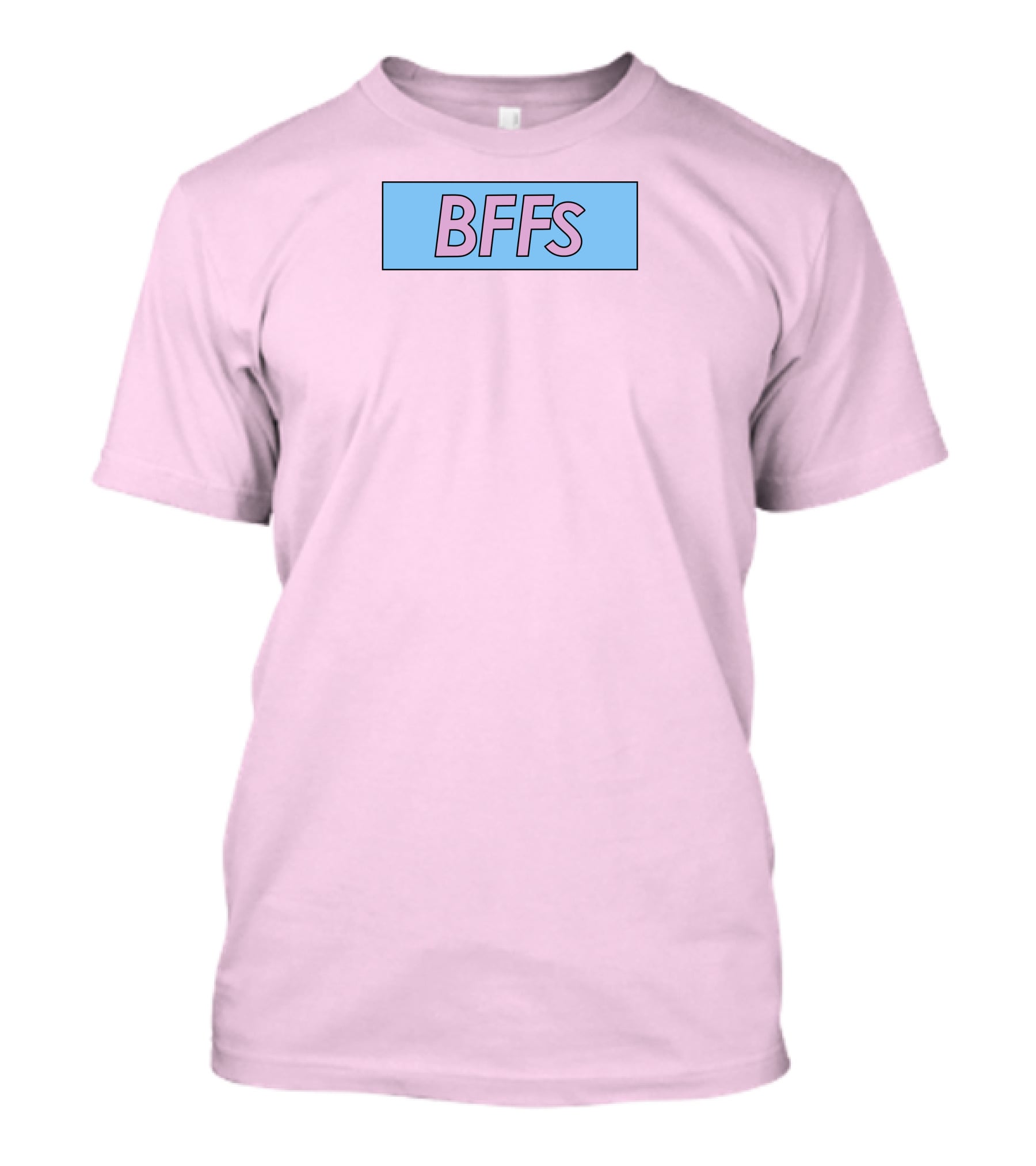 BFFs Podcast Merch Pink And Blue Block Text T-Shirt