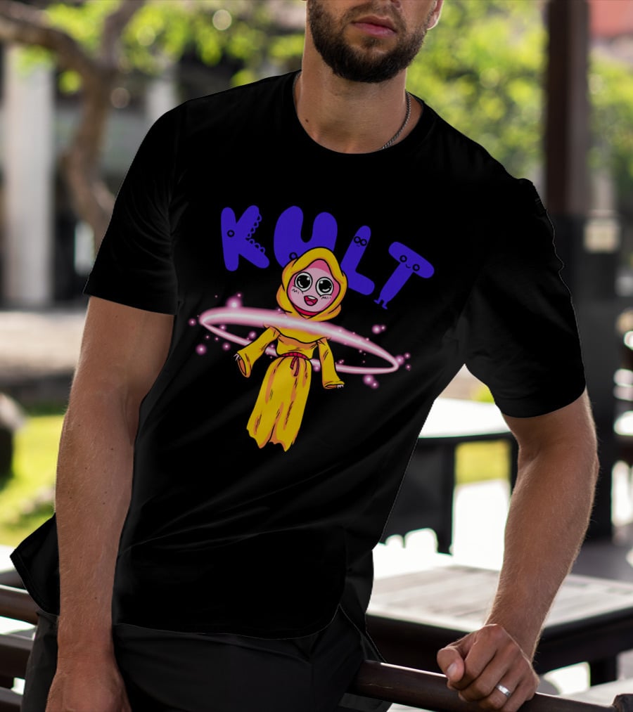 DIM MAK KULT Steve Aoki Collection Yellow Hooded Character With Energy Rings T-Shirt