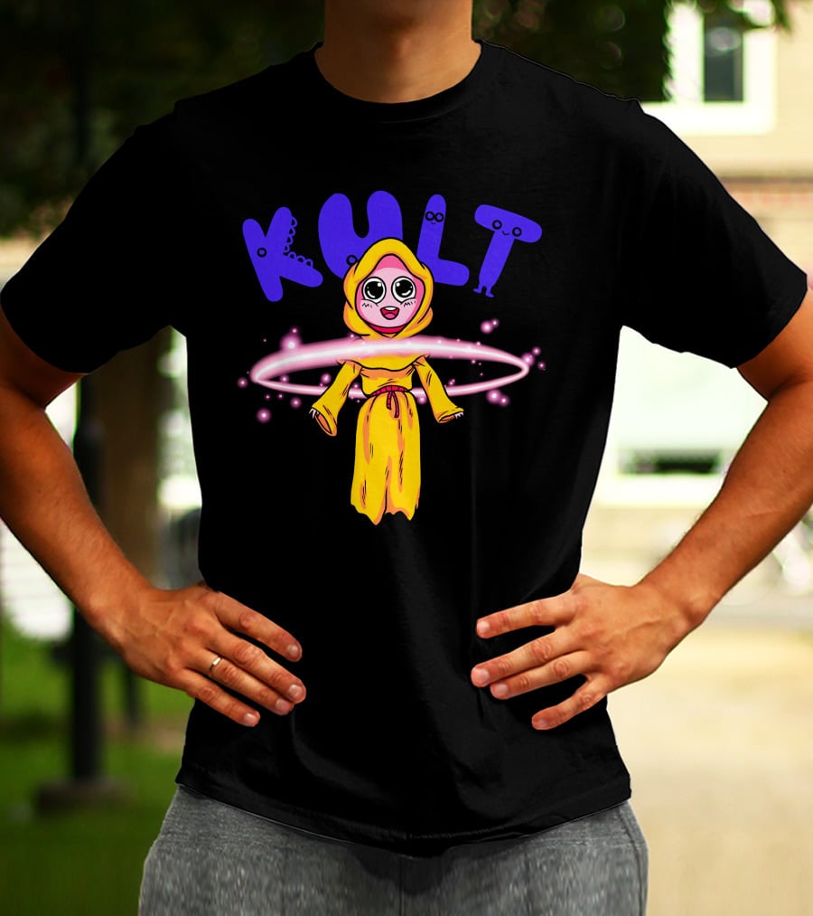 DIM MAK KULT Steve Aoki Collection Yellow Hooded Character With Energy Rings T-Shirt