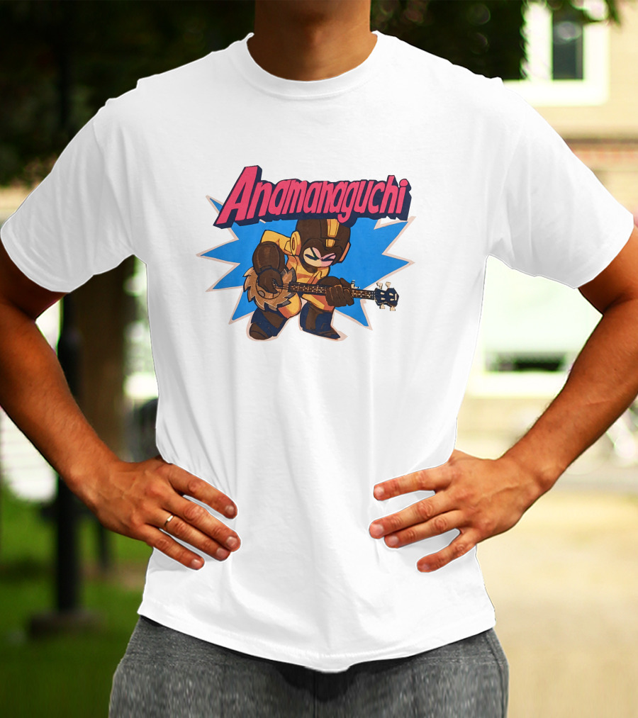 Anamanaguchi Cartoon Character With Guitar T-Shirt